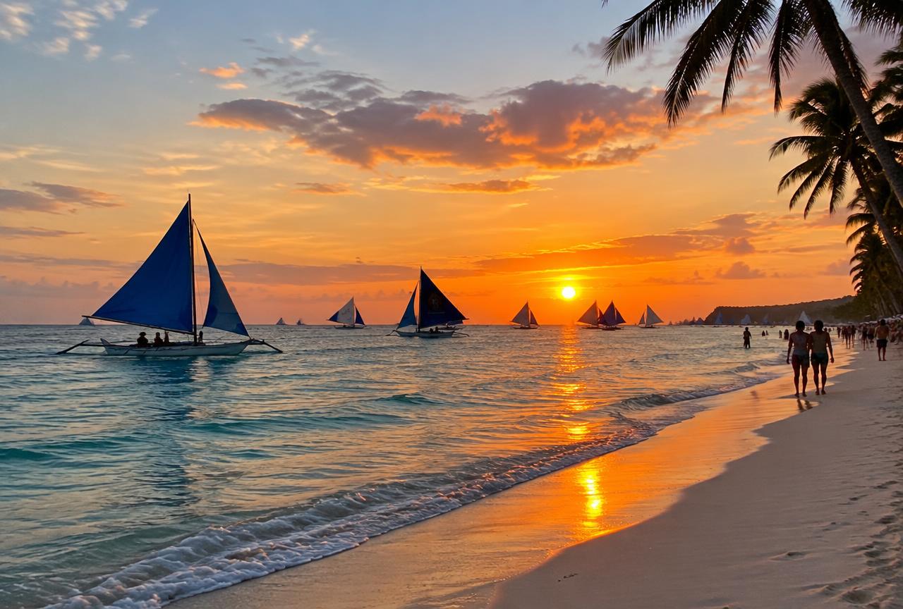 Sunset over White Beach, Boracay