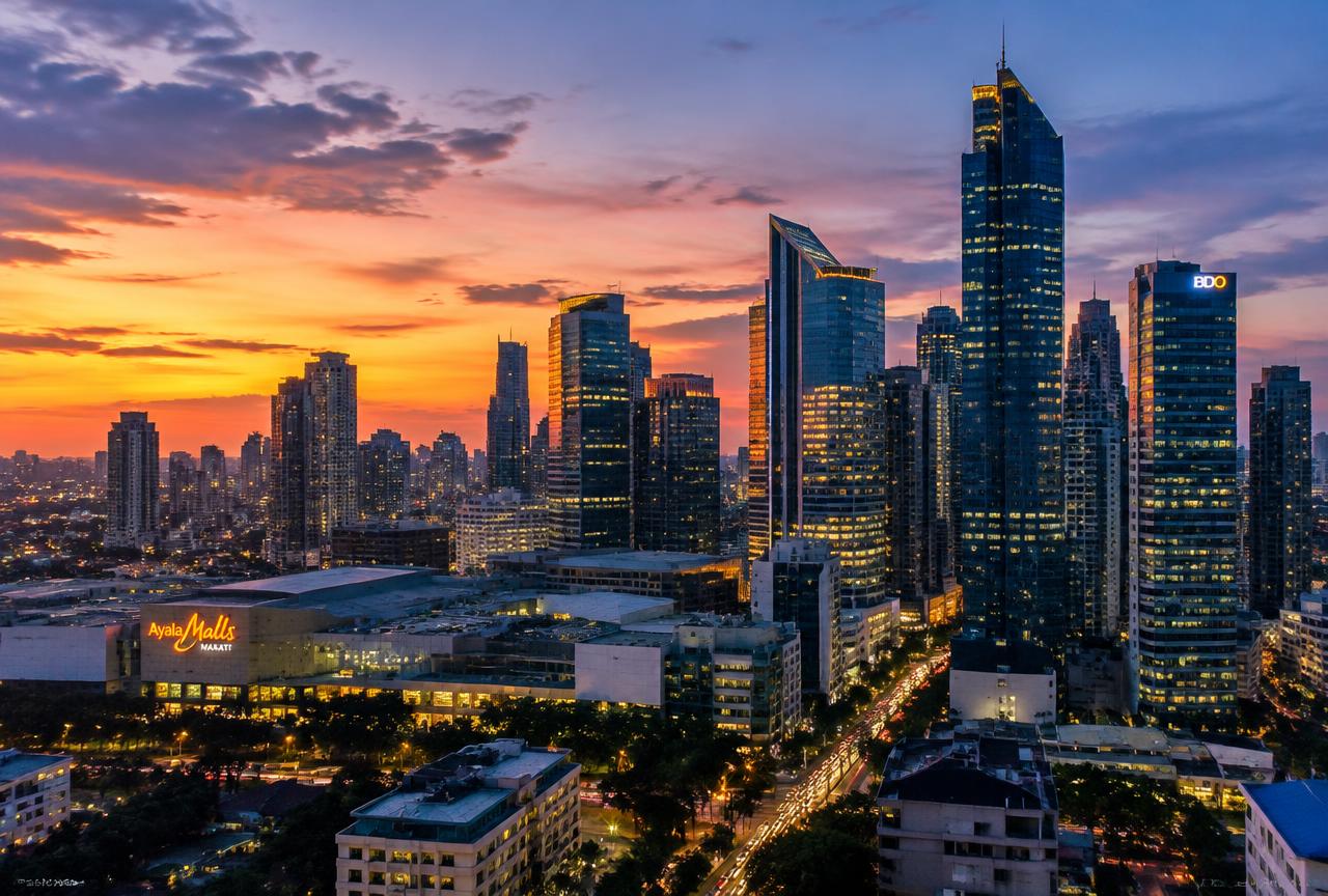 Manila skyline at dusk, Philippines