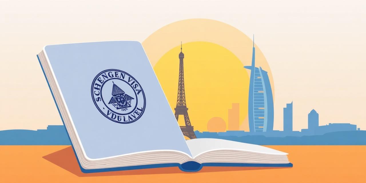 Schengen visa application from Dubai — passport with Eiffel Tower and Dubai skyline
